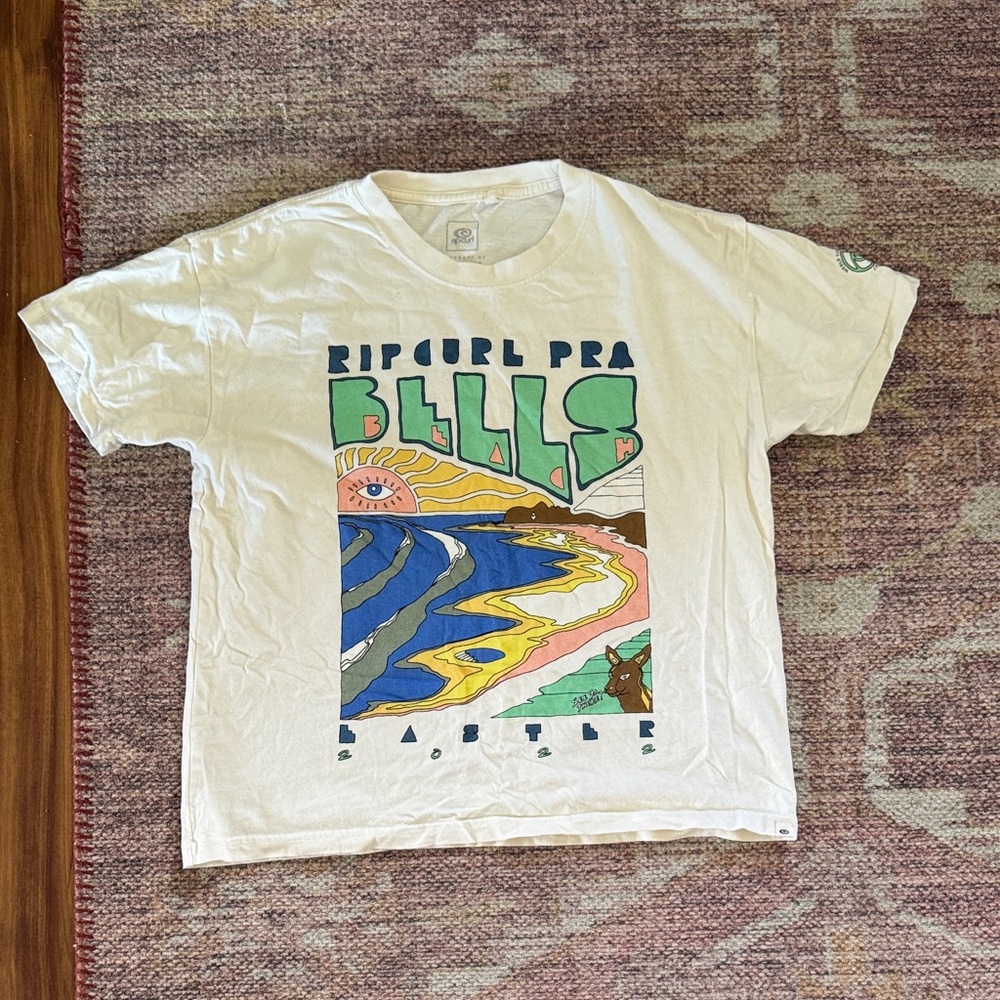 Rip Curl White Tee with Vibrant Graphic